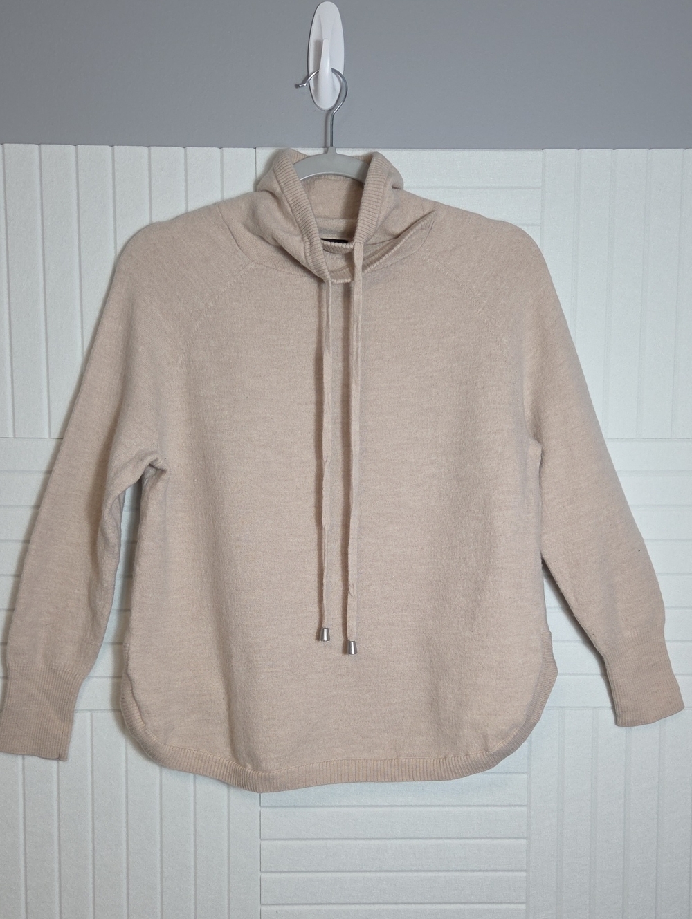Cynthia Rowley 100% Extrafine Merino Wool Drawstring Sweater Size L